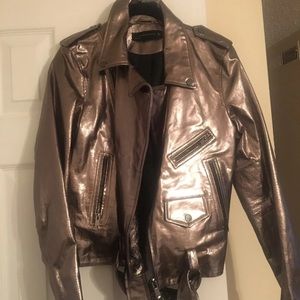 Zara Metallic Leather Jacket